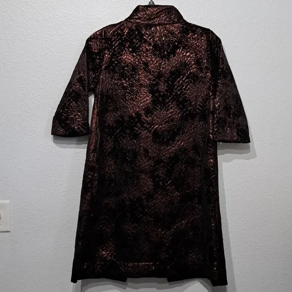 Bryn Walker Yara Mettalic Flocked JacquardStand Collar 3/4 Sleeve Long…